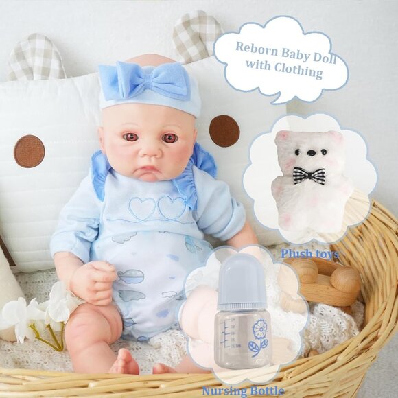 16.14 in Full Silicone ivory Reborn Baby Dolls BOY Lifelike Newborn Dolls Baby - Picture 6 of 8